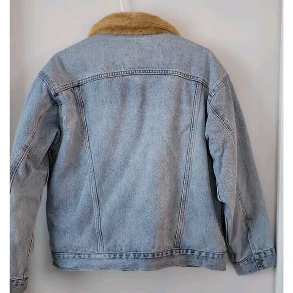 Levis Womans Sz. S Faux Fur Lined Denim Trucker Jacket Reversible EU - Picture 6 of 16
